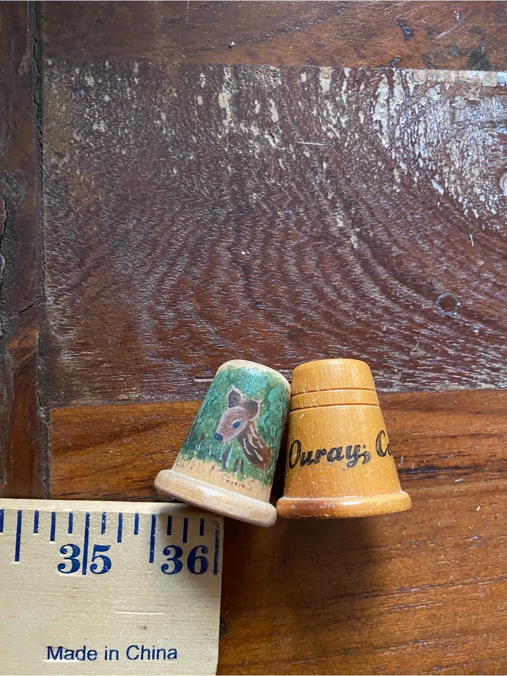 Wooden Decorative Thimble Set in Natural Wood abd Hand painted